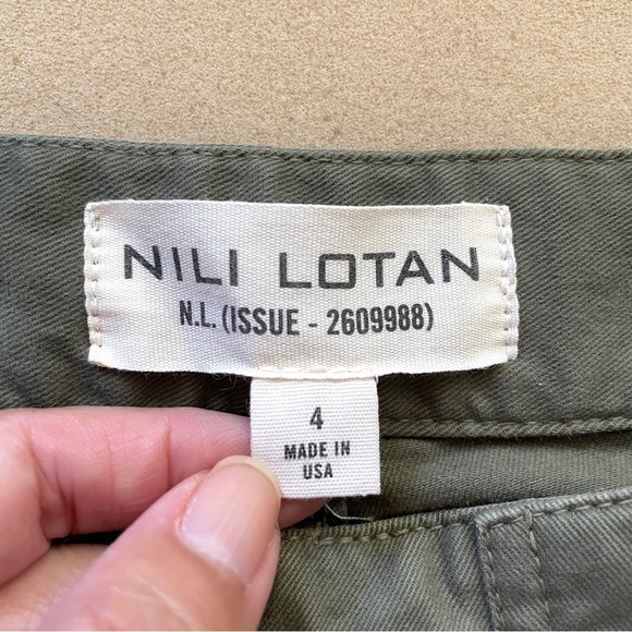 Nili Lotan Army Green Cotton Gaby Straight Leg Pants - 4, runs BIGGER! - Picture 8 of 15